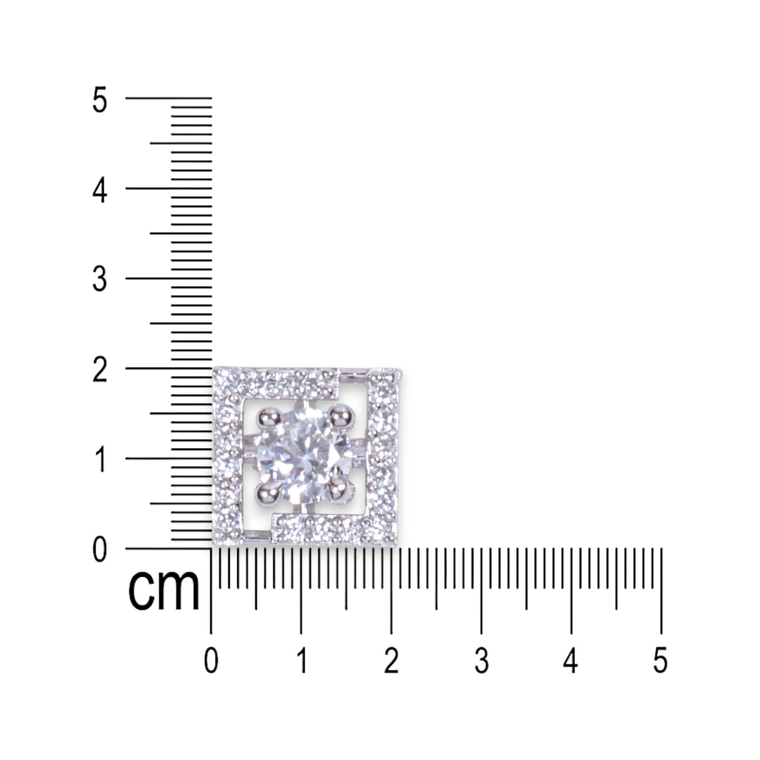 925 Sterling Silver Square CZ Stud Earrings for Women