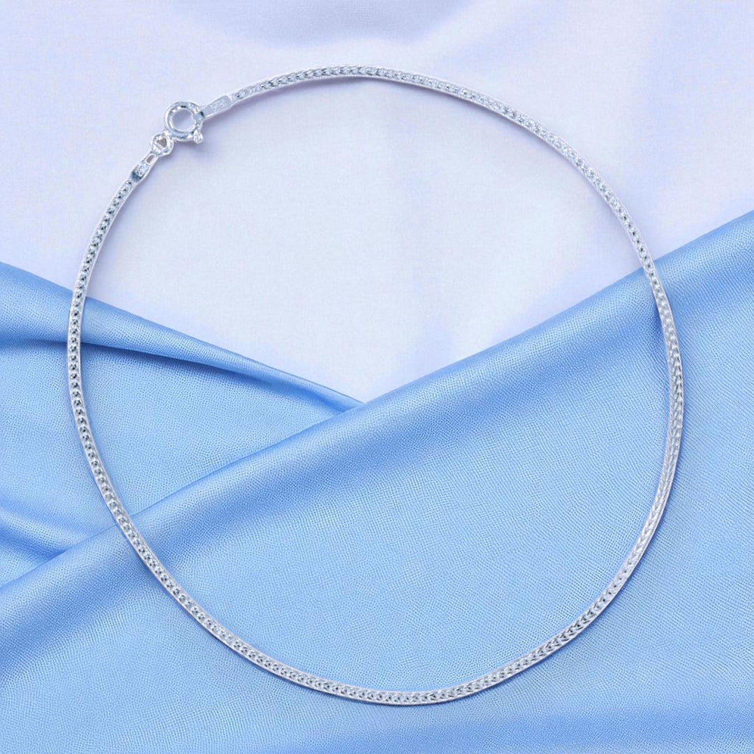 925 Sterling Silver Fox Tail Chain Single Anklet for Women
