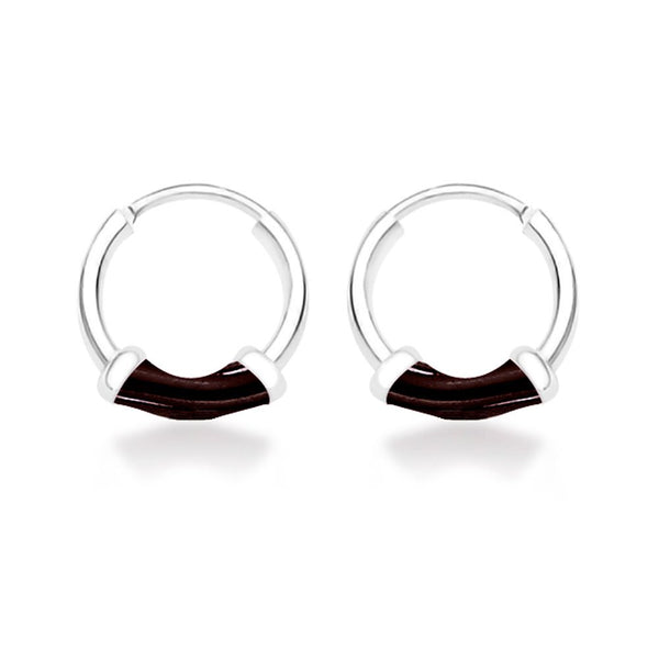 Taraash Dark Purple  925 Sterling Silver Enamel Hoop Earrings For Women H42014ZC