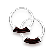Taraash Dark Purple  925 Sterling Silver Enamel Hoop Earrings For Women H42014ZC