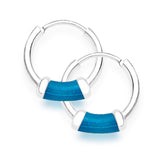 Taraash 925 Silver Blue Enamel Hoop Earrings  For Women