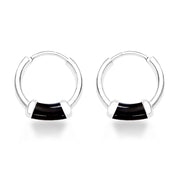 Taraash Black Enamel 925 Sterling Silver Hoop Earring For Women  H42014ZG