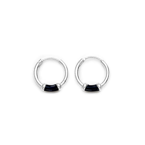 Taraash Blue Enamel Hoop Earring 925 Sterling Silver For Women H42016ZF