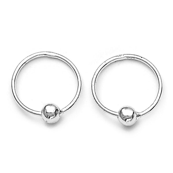 Taraash 925 Sterling Silver Plain Ball Small Hoop Earring HP0401S