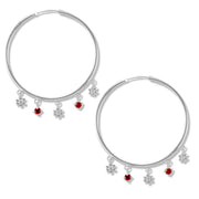 Taraash Sterling Silver Red CZ Hoop Earring For Women