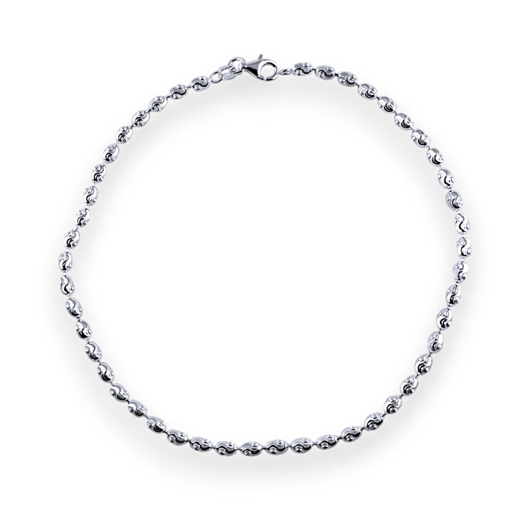 925 Sterling Silver Beaded Chain Single Anklet for Women