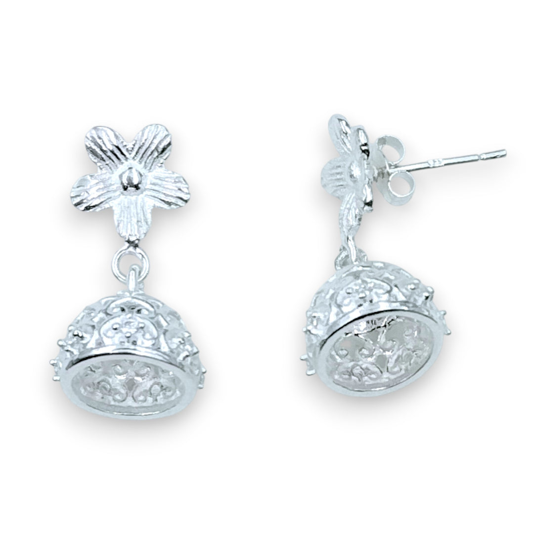 925 Sterling Silver Floral Cz Jhumki Earrings for Women
