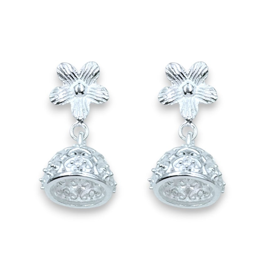 925 Sterling Silver Floral Cz Jhumki Earrings for Women