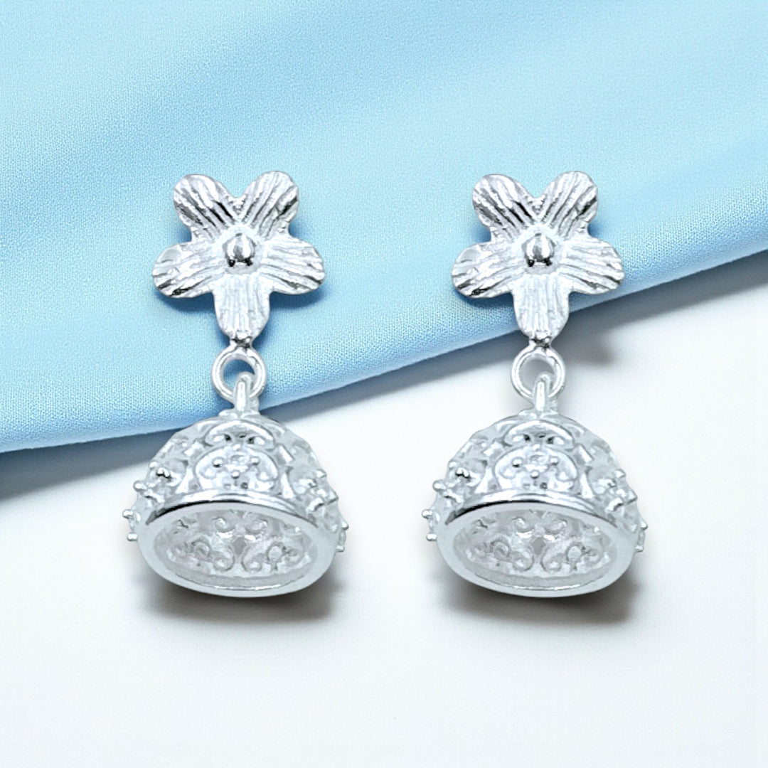 925 Sterling Silver Floral Cz Jhumki Earrings for Women
