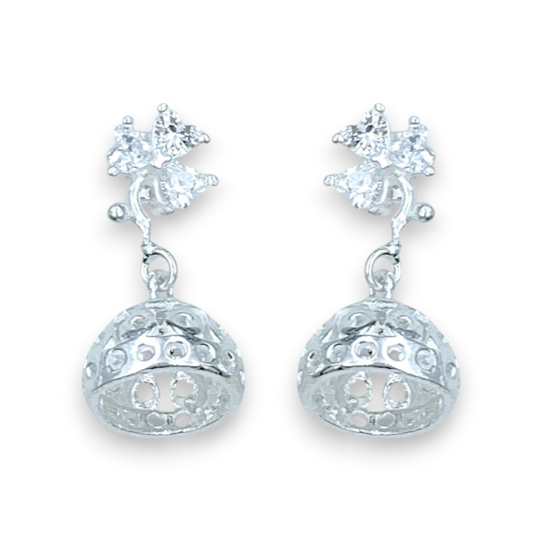 925 Sterling Silver Floral CZ Jhumki Earrings for Girls & Women