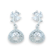 925 Sterling Silver Floral CZ Jhumki Earrings for Girls & Women