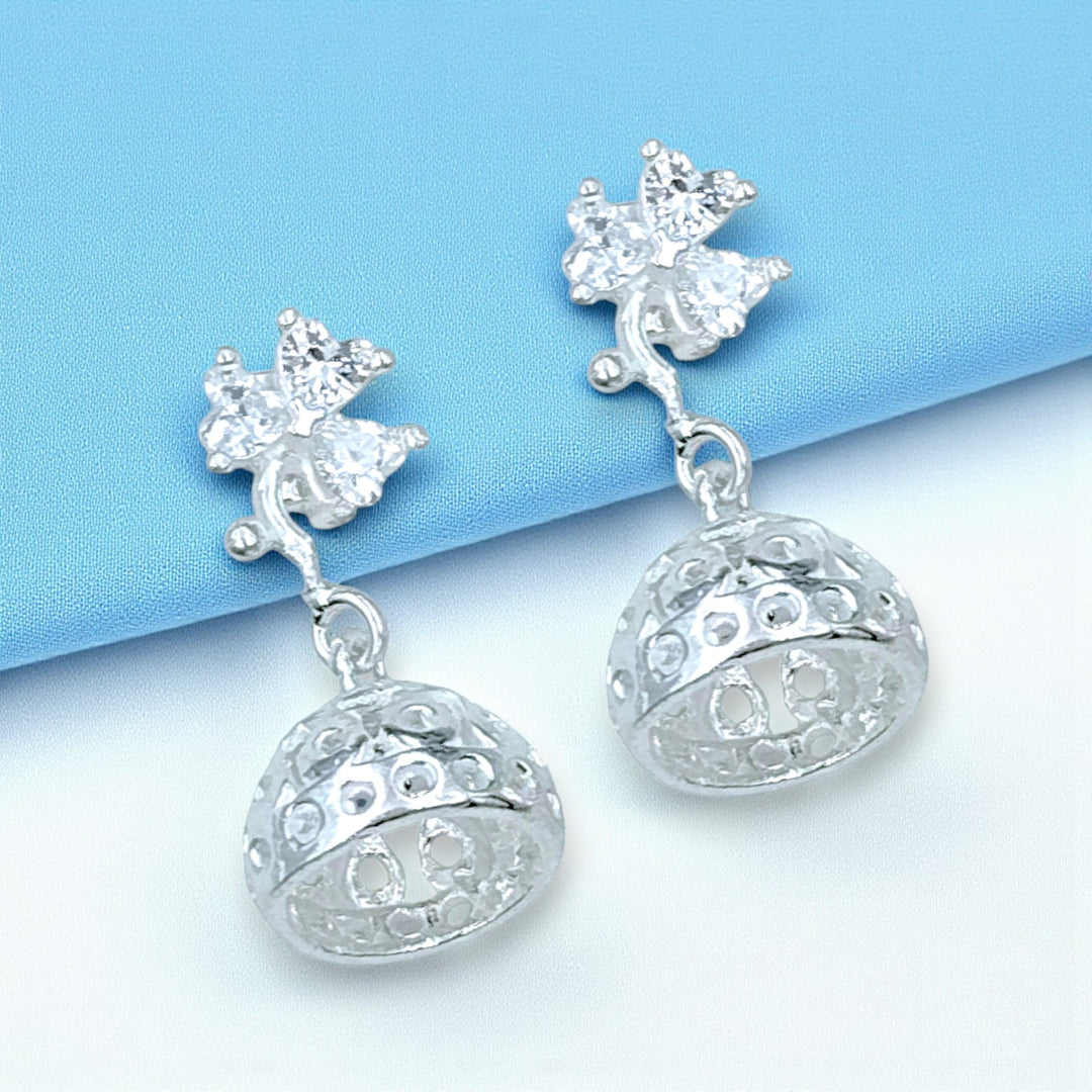 925 Sterling Silver Floral CZ Jhumki Earrings for Girls & Women