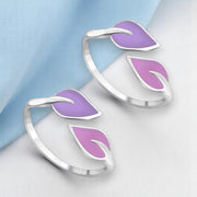 Taraash Top Openable Leaf with Multicolour Enamel 925 Silver Toe Ring for Women