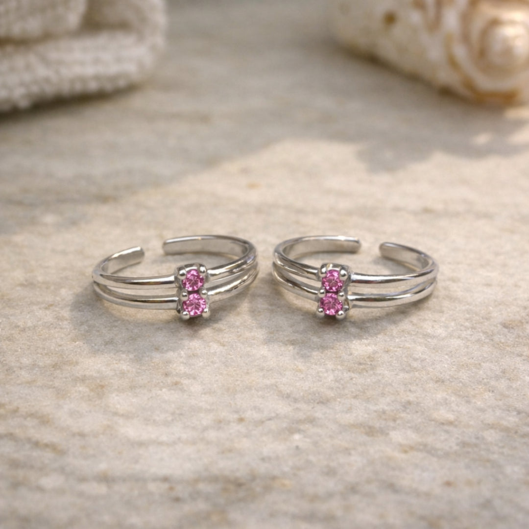 Taraash Pink CZ 925 Sterling Silver Toe Ring For Women LR0871S