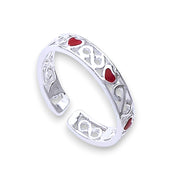 925 Sterling Silver Enamel Heart & Infinity Design Single Toe Ring for Women
