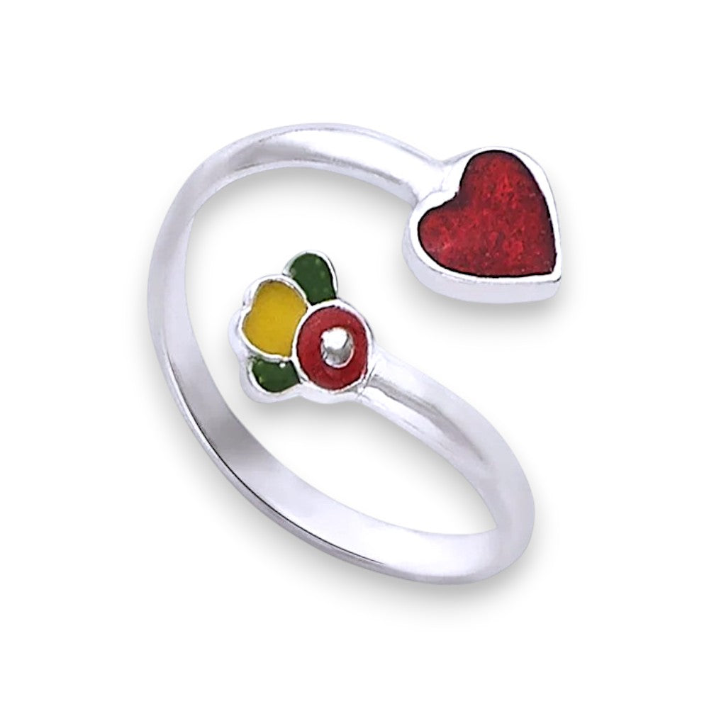 925 Sterling Silver Openable Enamel Heart Single Toe Ring for Women