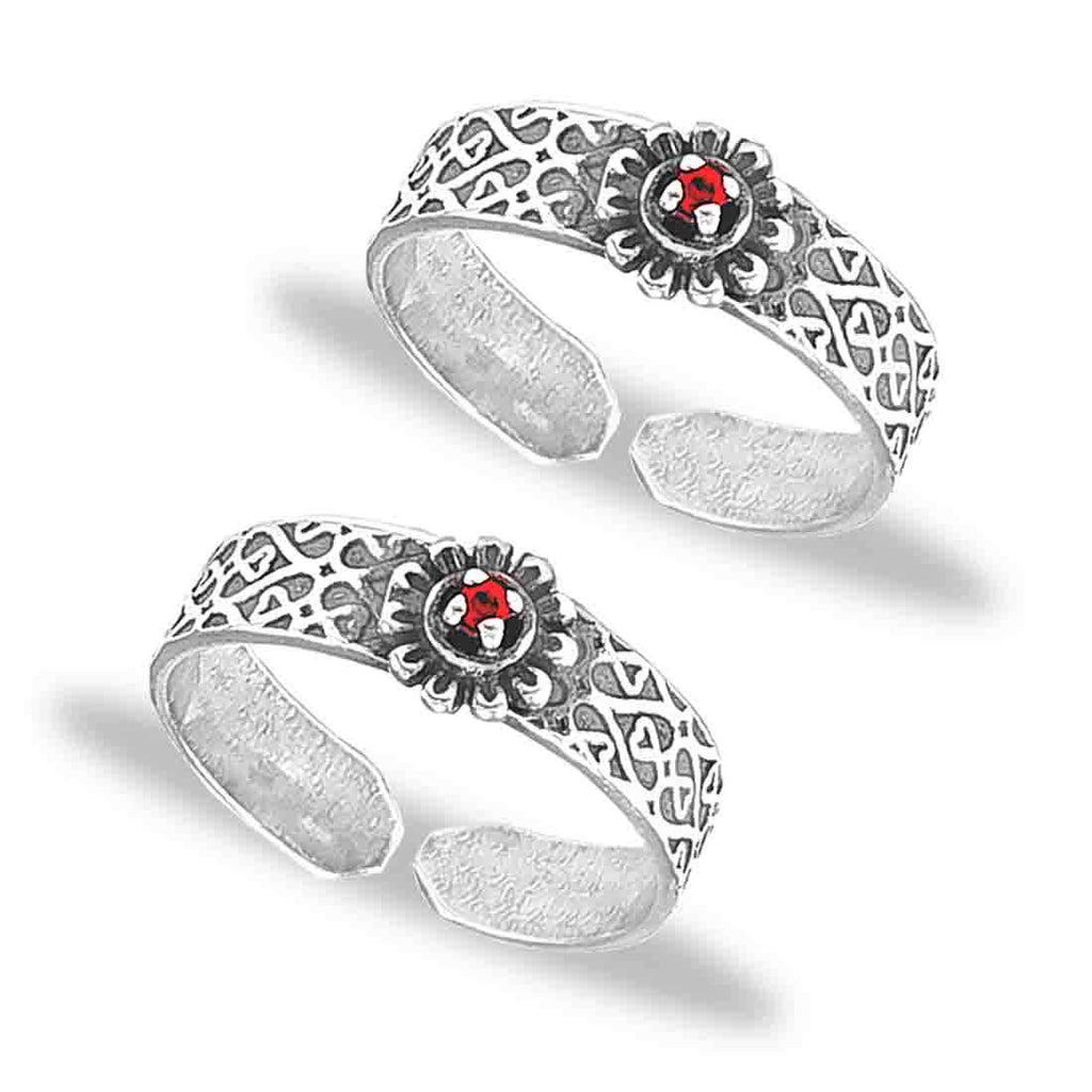 Buy Green Tribal Silver Toe Ring (Set of 2) Online at Jaypore.com