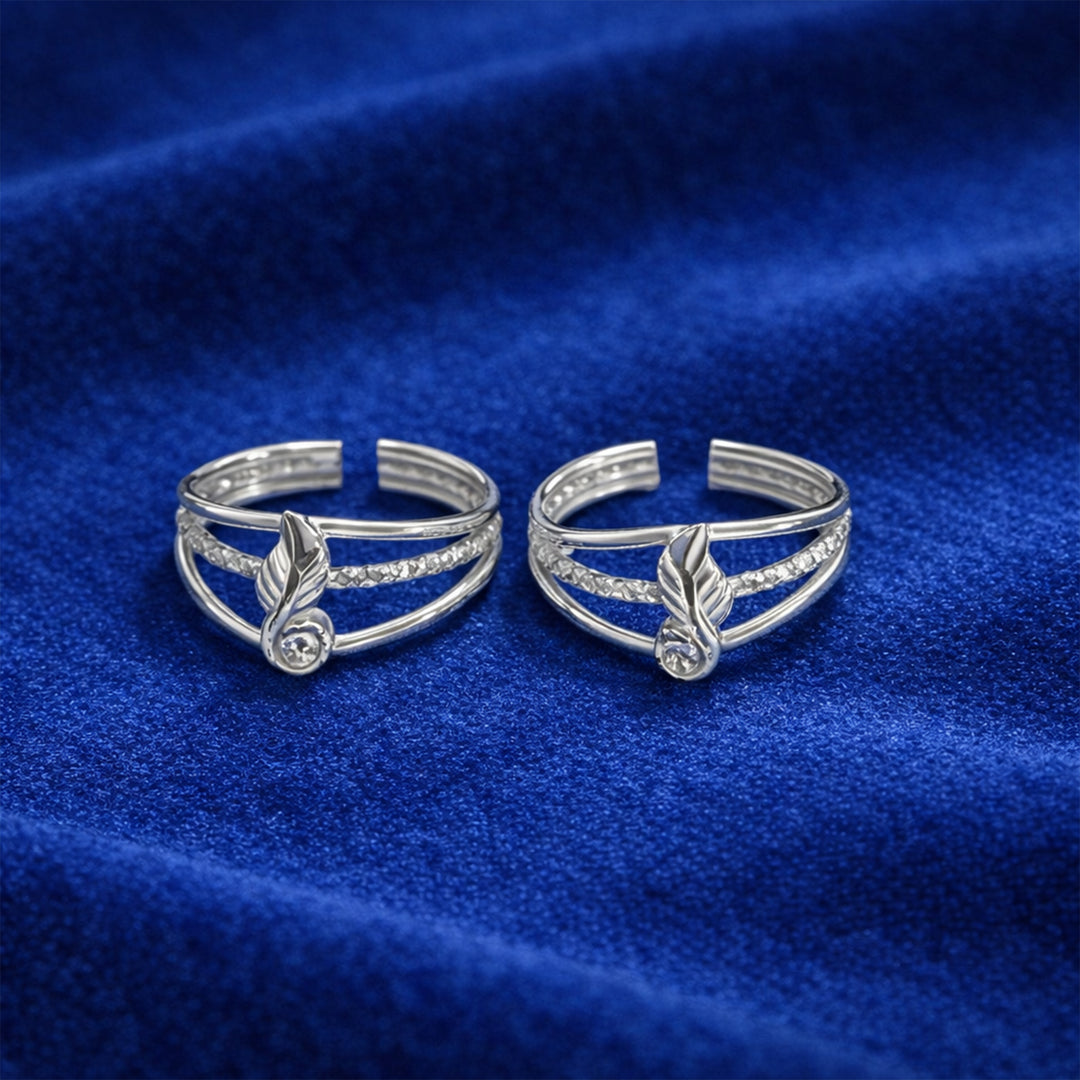 Taraash 925 Sterling Leaf Design Metti For Women | Stylish Toe Ring For Women|Silver Mettelu