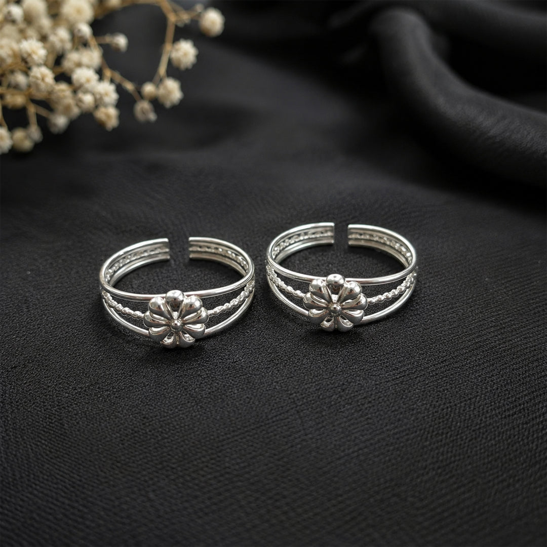 Taraash 925 Sterling Floral Metti Silver For Women |Bichiya Silver | Band Foot Ring