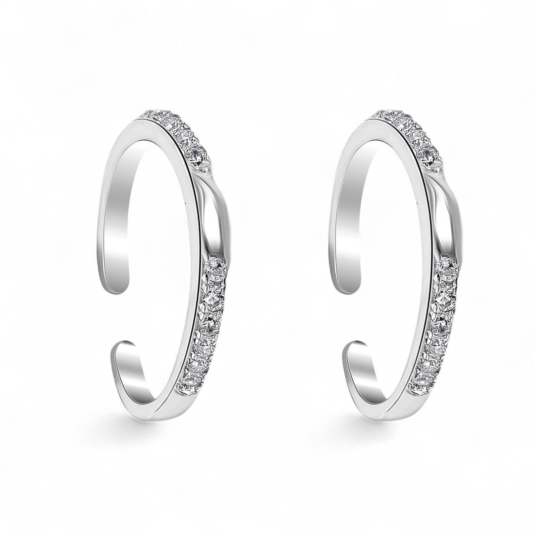 925 Sterling Silver Leaf Design with CZ Toe Ring for Women