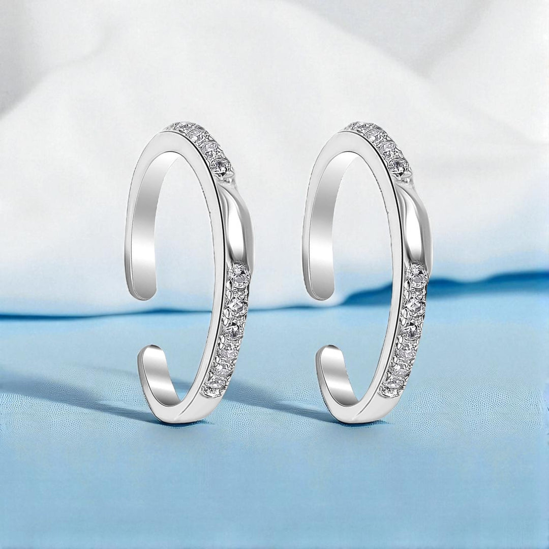 925 Sterling Silver Leaf Design with CZ Toe Ring for Women