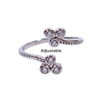Load image into Gallery viewer, 925 Sterling Silver Floral CZ Adjustable Toe Ring for Women

