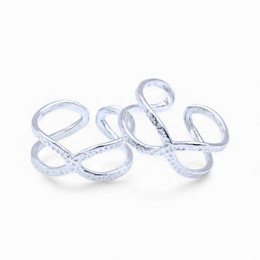 925 Sterling Silver Criss-Cross Design Adjustable Toe Ring for Women