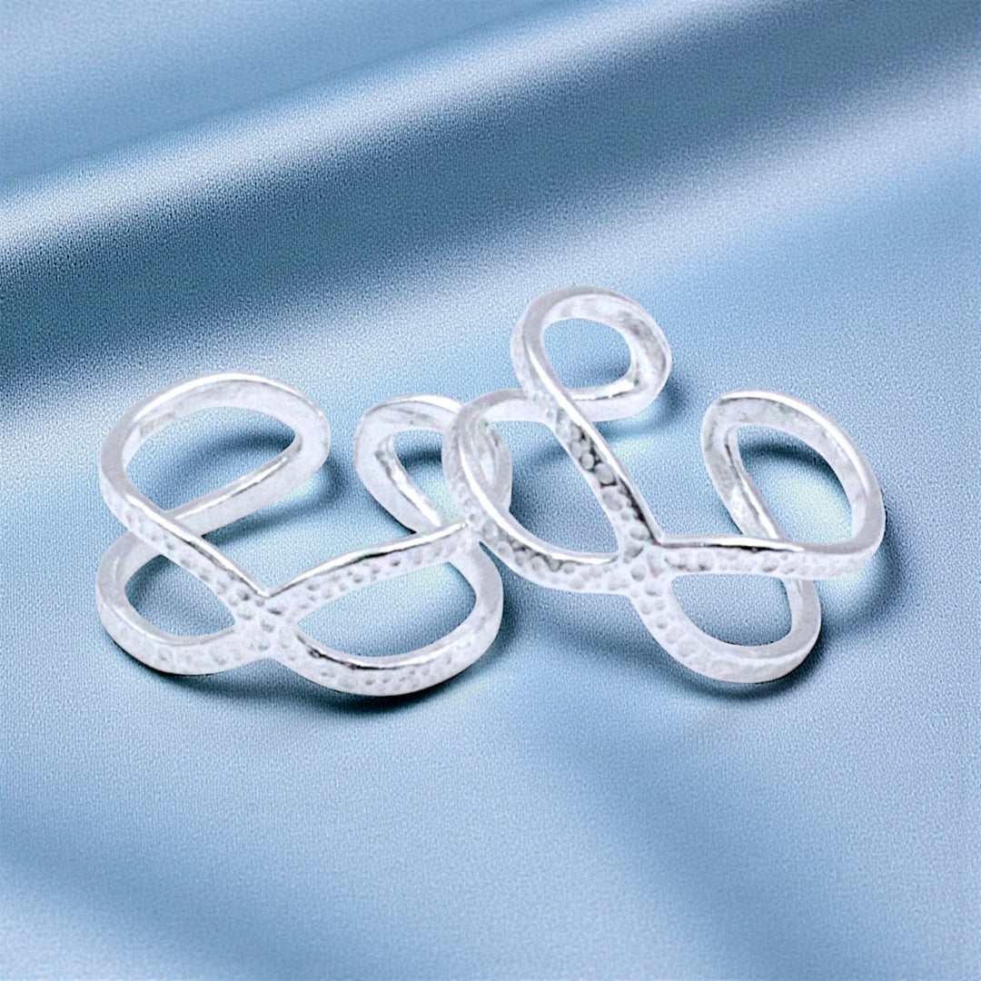 925 Sterling Silver Criss-Cross Design Adjustable Toe Ring for Women