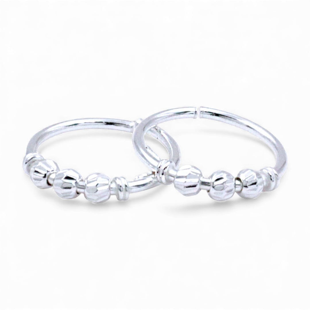 925 Sterling Silver Beaded Adjustable Toe Ring for Women