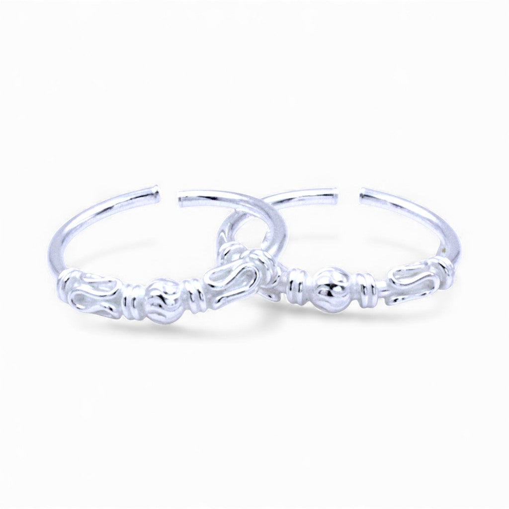 925 Sterling Silver Beaded Toe Rings for Women