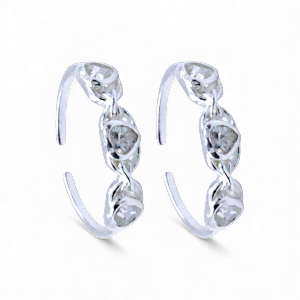 925 Sterling Silver Heart CZ Bezel Setting Toe Rings for Women