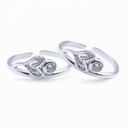 925 Sterling Silver Heart CZ Toe Rings for Women