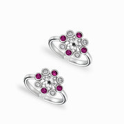 925 Sterling Silver Floral CZ Design Adjustable Toe Ring for Women