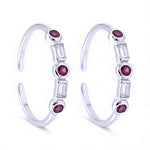 Load image into Gallery viewer, 925 Sterling Silver Pink CZ Bezel Setting Adjustable Toe Ring for Women