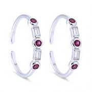 925 Sterling Silver Pink CZ Bezel Setting Adjustable Toe Ring for Women