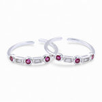 Load image into Gallery viewer, 925 Sterling Silver Pink CZ Bezel Setting Adjustable Toe Ring for Women