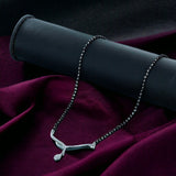 Taraash 925 Silver Mangalsutra Design with Black Beads & Cz