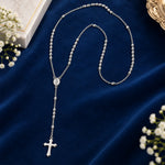 Load image into Gallery viewer, Taraash Sterling Silver Oval Beaded Rosary Neckchain For Unisex NK1374S