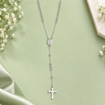 Load image into Gallery viewer, Taraash Sterling Silver Oval Beaded Rosary Neckchain For Unisex NK1374S