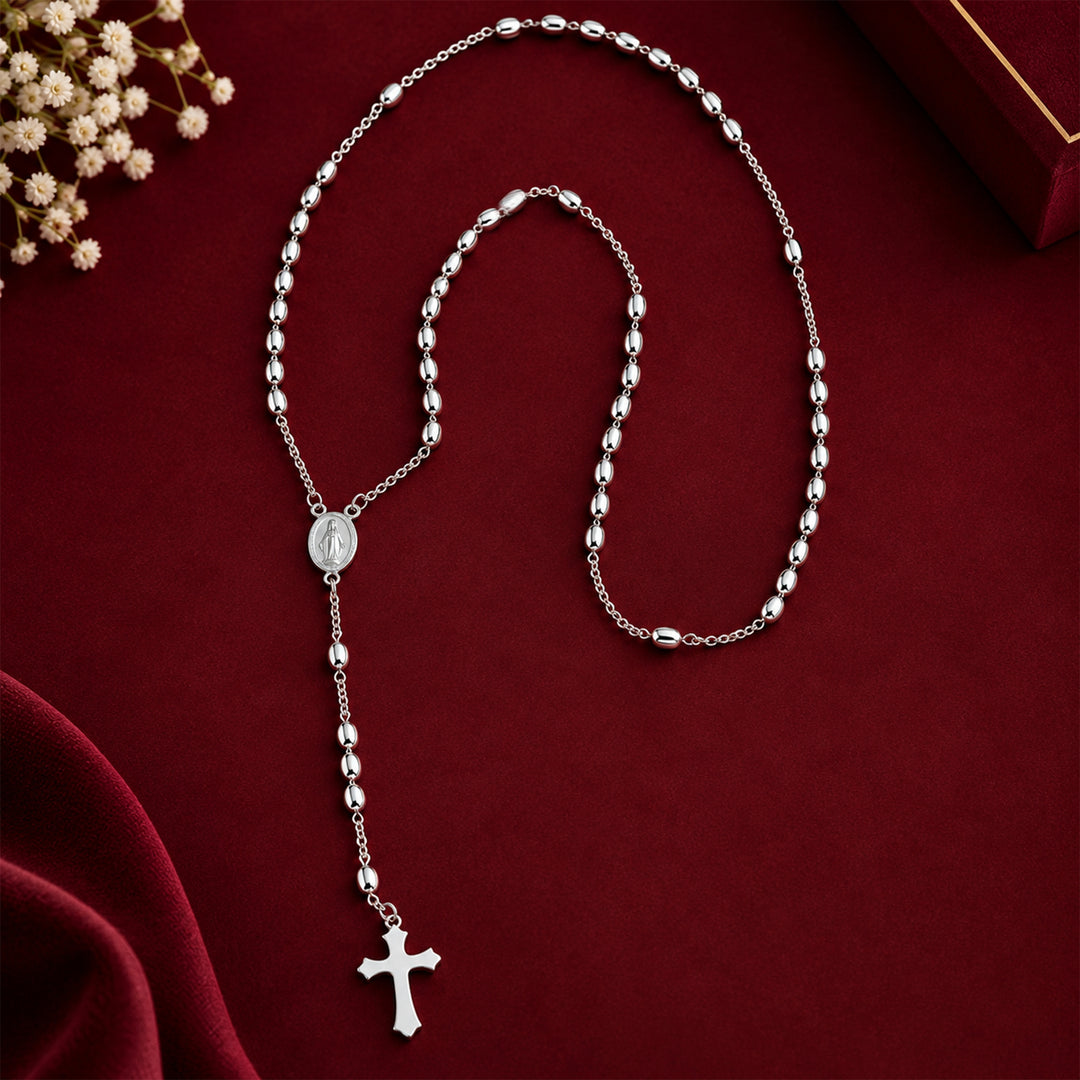 925 Sterling Silver Jesus Rosary Cross Pendant For Unisex
