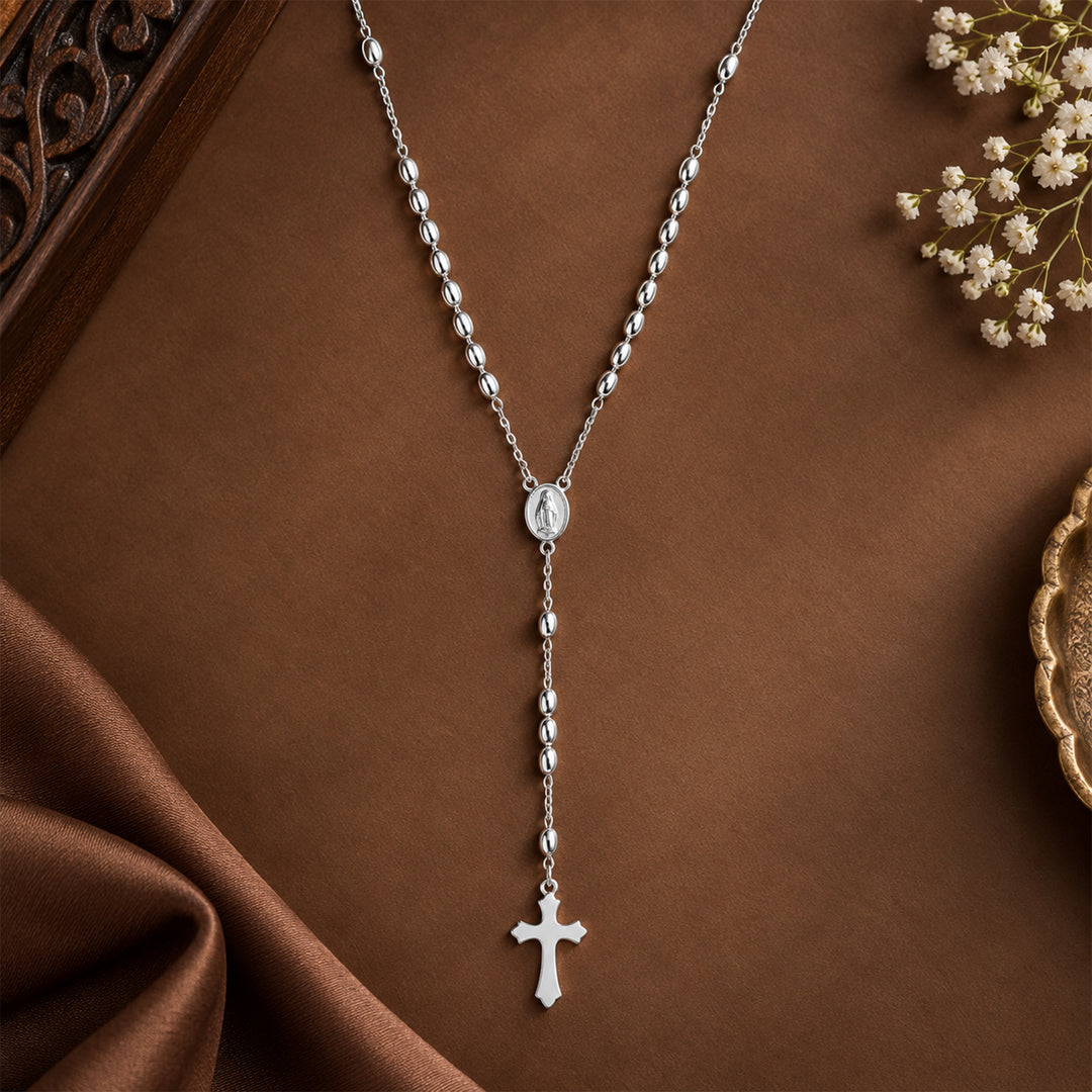 925 Sterling Silver Jesus Rosary Cross Pendant For Unisex