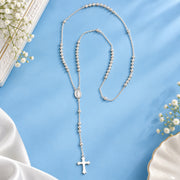 925 Sterling Silver Small Beaded Rosary Necklace For Women & Men