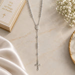 Load image into Gallery viewer, 925 Sterling Silver Small Beaded Rosary Necklace For Women &amp; Men