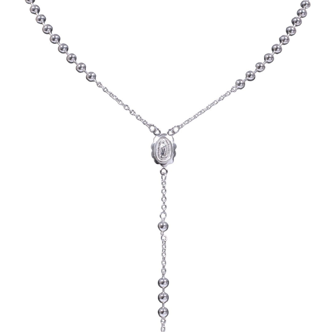 925 Sterling Silver Small Beaded Rosary Necklace For Women & Men