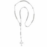 Load image into Gallery viewer, 925 Sterling Silver Small Beaded Rosary Necklace For Women &amp; Men