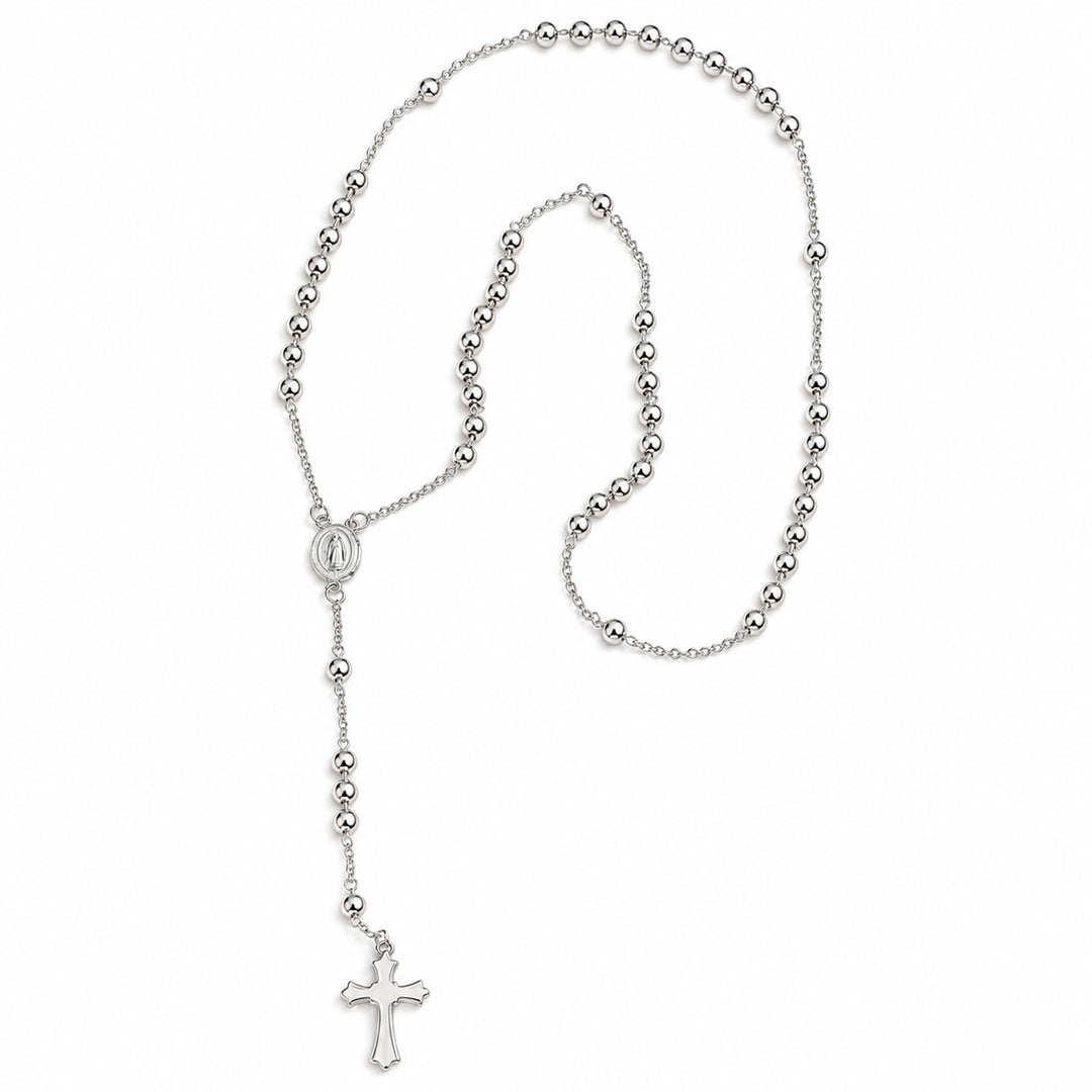 Taraash 925 Sterling Cross Chain Christian Silver Rosary For Unisex