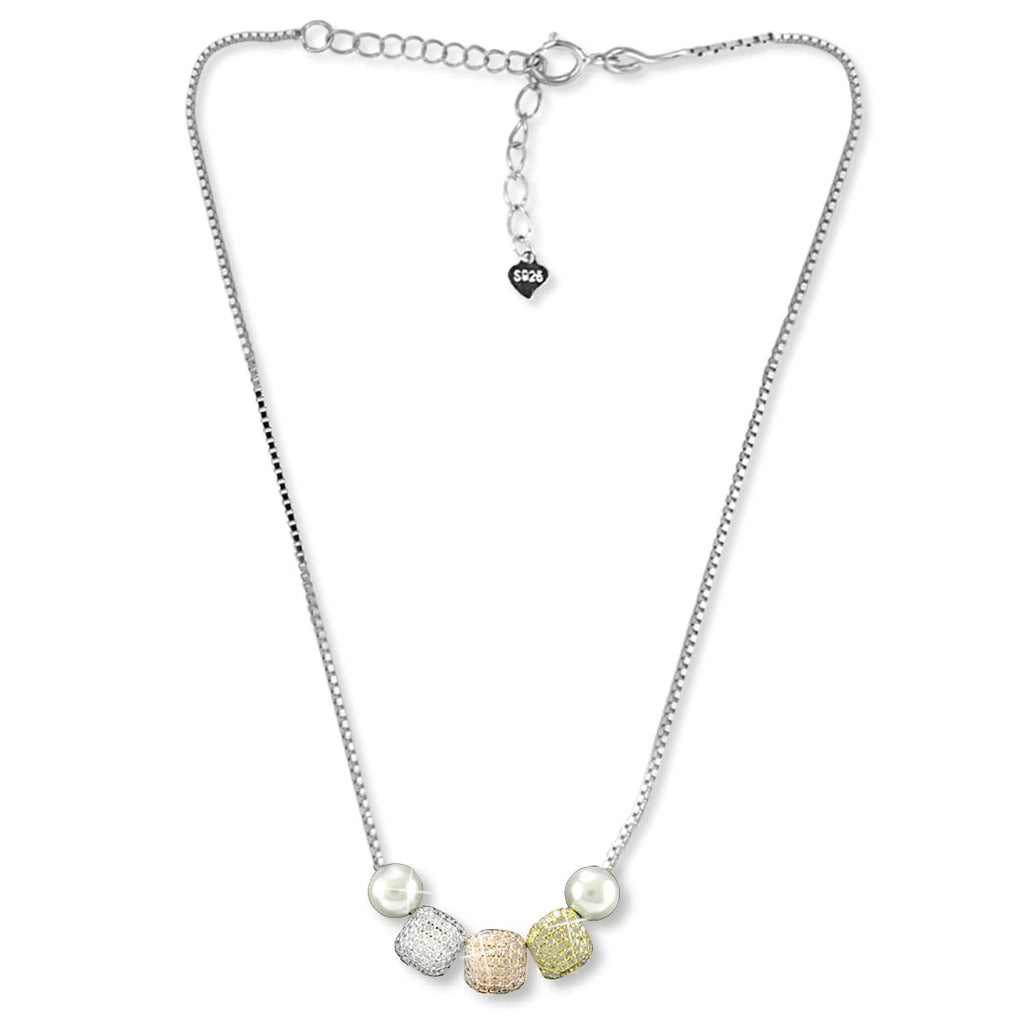 Taraash 925 Sterling Silver Beads Necklaces Pearl Chain Necklace N
