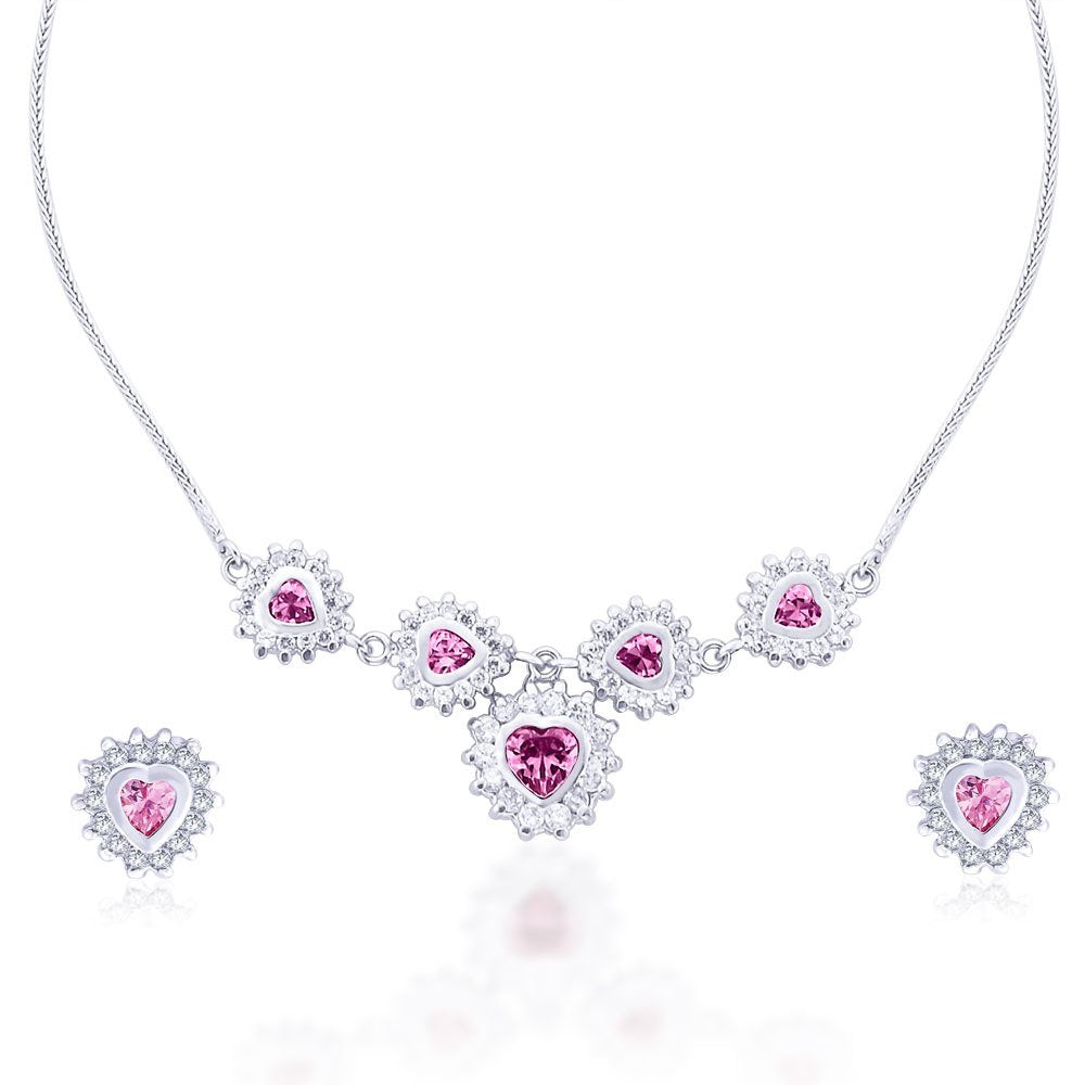 White Rhodium Polish Sterling Silver Necklace Set at Rs 5060/set in Delhi