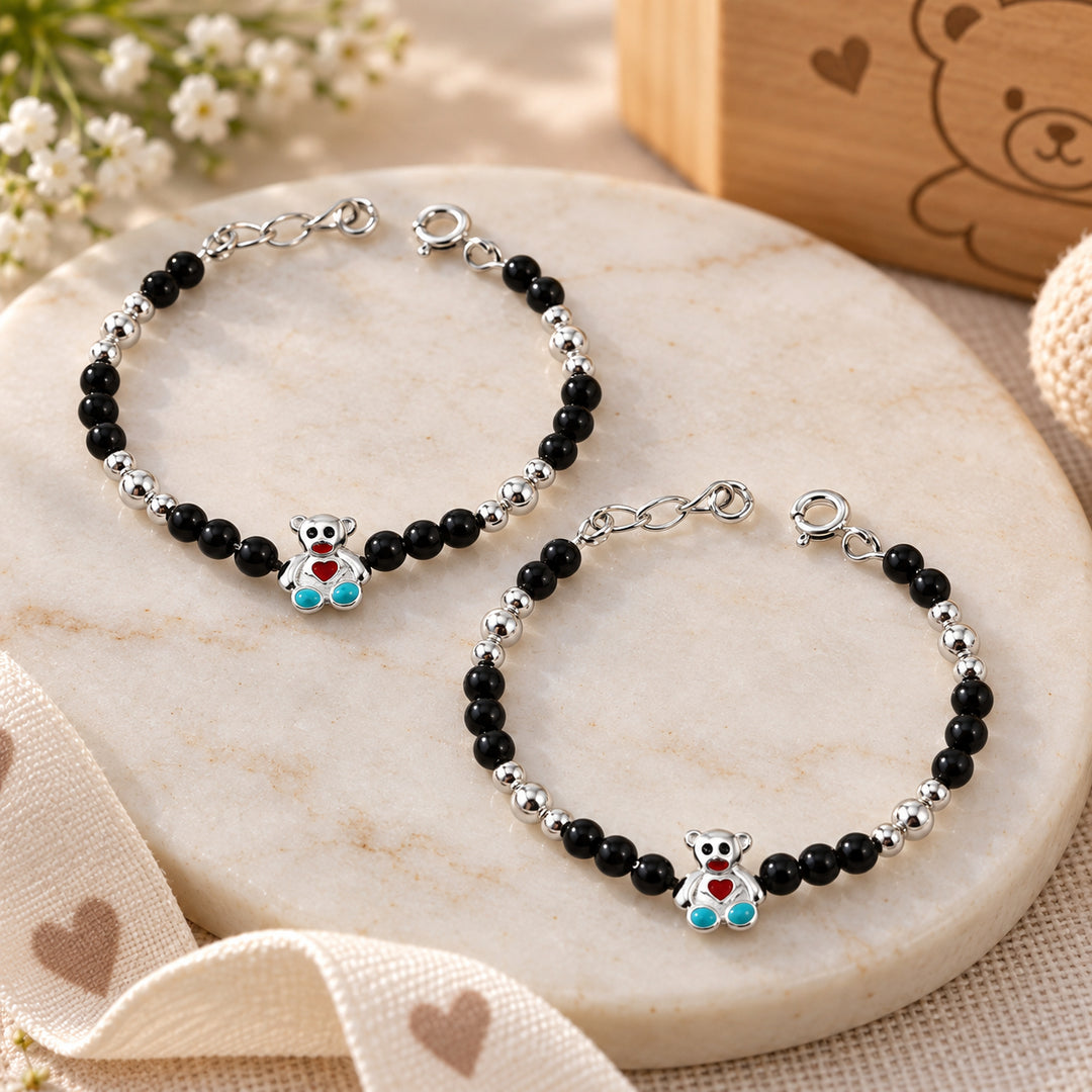 Taraash 925 Sterling Teddy Bear Silver Bracelet | Silver Nazariya Set | Silver Nazariya Bracelet