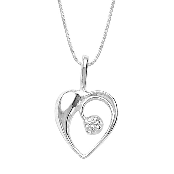 Taraash White CZ Heart 925 Sterling Silver Pendant For Women PD0202S